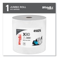 Perforated Roll & Hand Towels | WypAll 41025 12.4 in. x 12.2 in. Power Clean Jumbo Roll X80 Heavy Duty Cloths - White (475/Roll) image number 1
