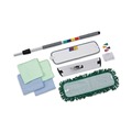 Mops | Boardwalk BWKMFKIT 35 in. to 60 in. Microfiber Cleaning Kit 18 in. Wide Blue Green Microfiber Head - Gray Aluminum Handle (1-Kit) image number 1