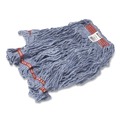 Mop Heads | Rubbermaid Commercial FGC15306BL00 Swinger Loop Cotton/Synthetic Wet Mop Heads - Large Blue (6/Carton) image number 2