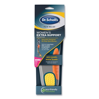Dr. Scholl's 87086992 Pain Relief Extra Support Orthotic Insoles - Women Sizes 6 to 11, Gray/Blue/Orange/Yellow (1-Pair)
