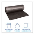 Low-Density Trash Bags | Boardwalk H7658HKKR01 38 in. x 58 in. 60 gal. 0.65 mil Low-Density Can Liners - Black (100/Carton) image number 2