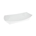 Food Containers & Lids | Pactiv Corp. DDOGTPAC 7.04 x 1.75 x 1.43 Paperboard Boat Basket Hot Dog Tray with Perforations - White (1000/Carton) image number 3