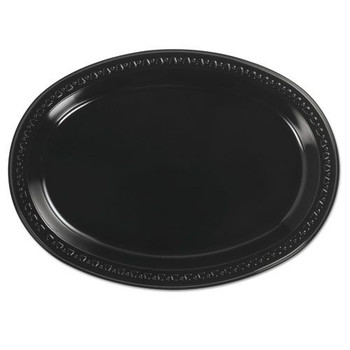 PLATTERS | Chinet 81411 8 in. x 11 in. Heavyweight Plastic Platters - Black (250/Carton)