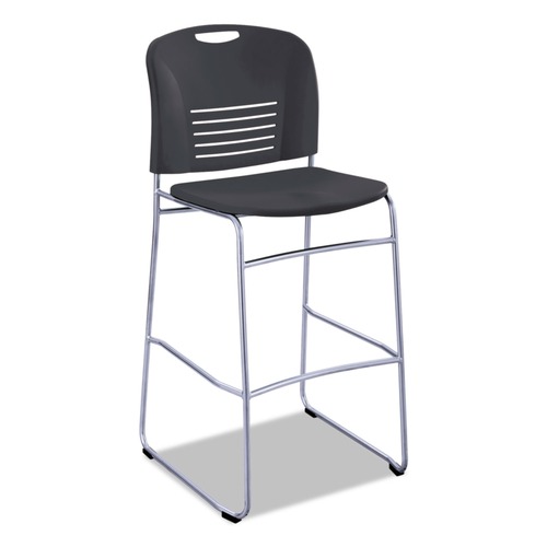 Indoor Seating | Safco 4295BL VY Series Supports Up to 350 lbs. 30.5 in. Seat Height Sled Base Bistro Chair - Black/Silver Base image number 0