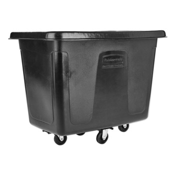 Rubbermaid Commercial FG461200BLA 400 lbs. Capacity 12 cu-ft. Polyethylene/Metal Frame Medium-Density Cube Truck - Black