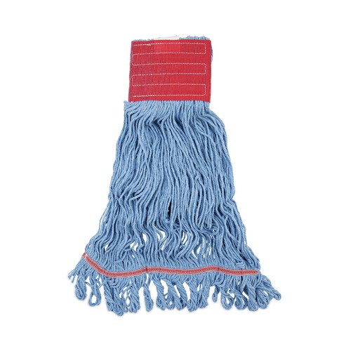 Mop Heads | Boardwalk BWK1800LBDZ Pro Loop Web/Tailband Mop Head - Large, Blue (1-Dozen) image number 0