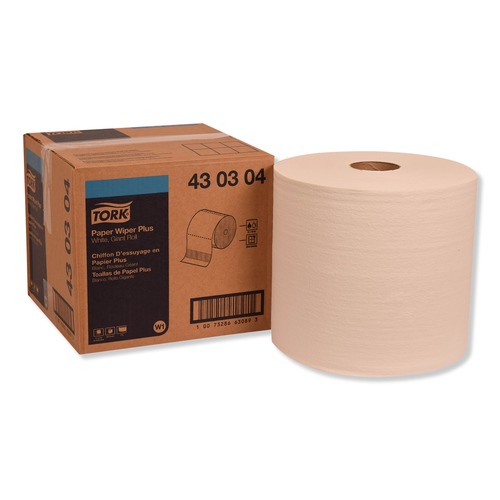 Cleaning Cloths & Wipes | Tork 430304 11.1 in. x 12 in. Paper Wiper Plus - White (1 Roll/Carton) image number 0