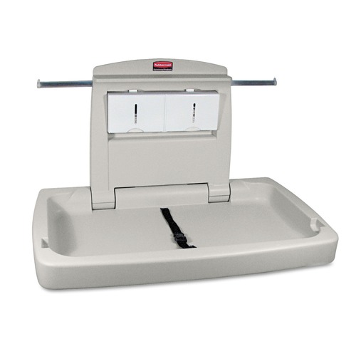Baby Changing Stations | Rubbermaid Commercial FG781888LPLAT 33.5 in. x 21.5 in. Sturdy Station 2 Baby Changing Table - Platinum image number 0