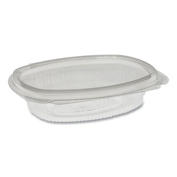 Pactiv Corp. 0CA910080000 EarthChoice 4.92 in. x 5.87 in. x 1.32 in. 8 oz. Plastic Recycled PET Hinged Container - Clear (200/Carton)