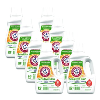 Arm & Hammer 3320050026 50 oz. Bottle 50 Loads HE Compatible Liquid Detergent - Unscented (8/Carton)