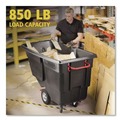 Carts & Trucks | Rubbermaid Commercial FG131400BLA Rotomolded Plastic Rectangular 850 lbs. Capacity Tilt Truck - Black image number 4