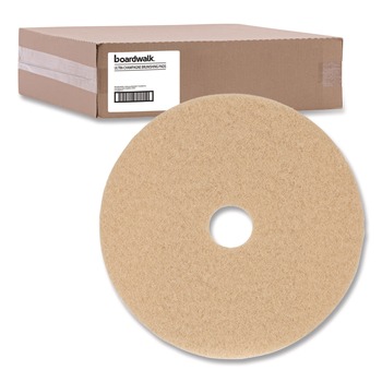 FLOOR PADS CLEANING BUFFING AND POLISHING | Boardwalk 7000126614 27 in. Diameter Burnishing Floor Pads - Tan (5/Carton)