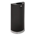 Indoor Waste Receptacles | Rubbermaid Commercial FGSO1220PLBK 12 gal. European and Metallic Series Open Top Half-Round Steel Receptacle - Black/Chrome image number 3