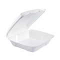 Food Containers & Lids | Dart 90HT1R 9 in. x 9 in. x 3 in. Foam Hinged Lid Containers - White (200/Carton) image number 1