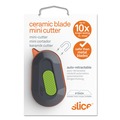 Knives & Multi-Purpose Tools | slice 10514 1.29 in. Ceramic Zirconium Oxide Blade 2.5 in. Nylon Handle Double-Sided Mini Cutters - Gray/Green image number 4