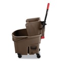 Buckets & Wringers | Rubbermaid Commercial FG758088BRN 35 qt. WaveBrake 2.0 Side-Press Plastic Bucket/Wringer Combos - Brown image number 1