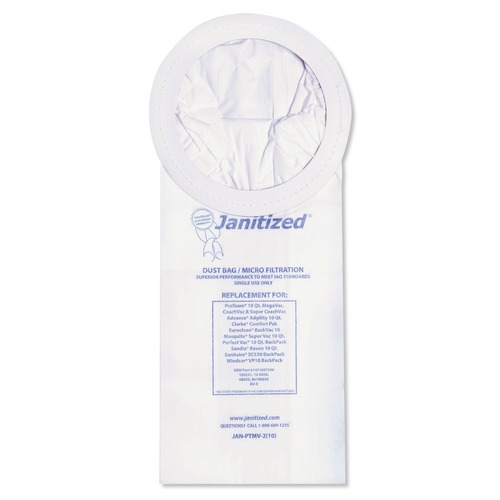Vacuum Accessories | Janitized JAN-PTMV-2(10) Vacuum Filter Bags Designed to Fit ProTeam 10 qt Super Coach/MegaVac (10/Carton) image number 0