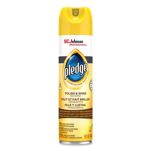 Furniture Cleaners | Pledge 301168 14.2 oz Furniture Polish Aerosol Spray - Lemon image number 0