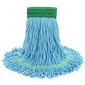 Mop Heads | Boardwalk BWK502BLEA 5 in. Headband Super Loop Cotton/Synthetic Fiber Wet Mop Heads - Blue, Medium image number 2