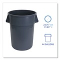 Outdoor Waste Receptacles | Boardwalk 3485199 44-Gallon Round Plastic Waste Receptacle - Gray image number 3