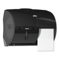 Toilet Tissue Dispensers | Tork 565728 11.06 in. x 7.18 in. x 8.81 in. Twin Bath Tissue Roll Dispenser for OptiCore - Black (1/Carton) image number 3