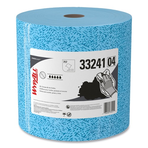 Perforated Roll & Hand Towels | WypAll 33241 9.8 in. x 12.2 in. Jumbo Roll Oil/Grease/Ink Cloths - Blue (717/Carton) image number 0