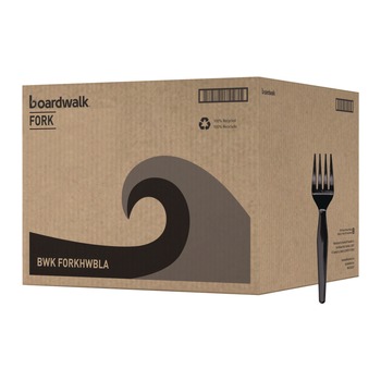 TABLETOP | Boardwalk BWKFORKHWBLA Heavyweight Polystyrene Fork Cutlery - Black (1000/Carton)