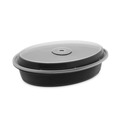 Food Containers & Lids | Pactiv Corp. OC32B 9.1 in. x 6.7 in. x 1.9 in. 32 oz. Newspring VERSAtainer Plastic Microwavable Oval Containers - Black/Clear (150/Carton) image number 0