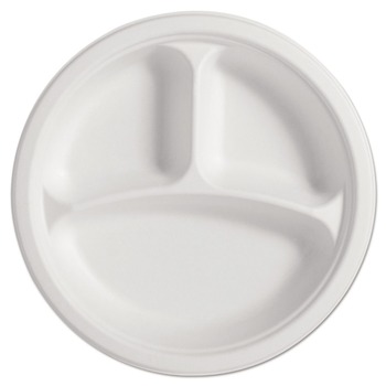 TABLETOP | Chinet 25777 PaperPro Naturals 10.25 in. 3-Compartment Fiber Round Plates - Natural (125/Pack, 4 Packs/Carton)