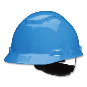HEAD AND FACE PROTECTION | 3M H-703SFV-UV SecureFit H-Series 4-Point Pressure Diffusion Ratchet Suspension H-700 Vented Cap with UV Indicator Hard Hats - Blue