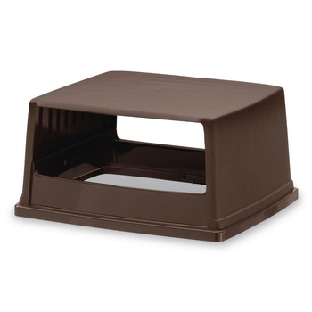 Rubbermaid Commercial FG256V00BRN 23 in. x 26.63 in. x 13 in. Hooded Top Glutton Receptacle without Door - Brown