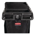 Janitorial & Housekeeping Carts | Rubbermaid Commercial 2202581 24.4 in. x 62.4 in. x 49 in. Full-Size 3-Shelf Housekeeping Cart - Black image number 3