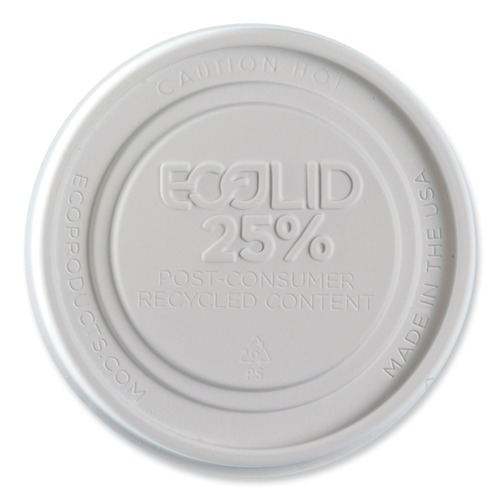 Food Containers & Lids | Eco-Products EP-BRSCLID-L Evolution World EcoLid 25 Percent Recycled Food Container Lid Fits 12 to 32 oz Containers - White (500/Carton) image number 0