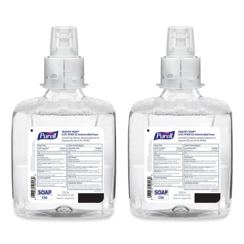 Soap Refills | PURELL 6582-02 1200 ml Fragnance Free HEALTHY SOAP 0.5% PCMX E2 Antimicrobial Foam for CS6 Dispensers (2/Carton) image number 0