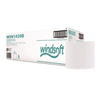  | Windsoft WIN1420B 7.3 in. x 15 in. Center-Flow Perforated Paper Towel Roll - White (6 Rolls/Carton)