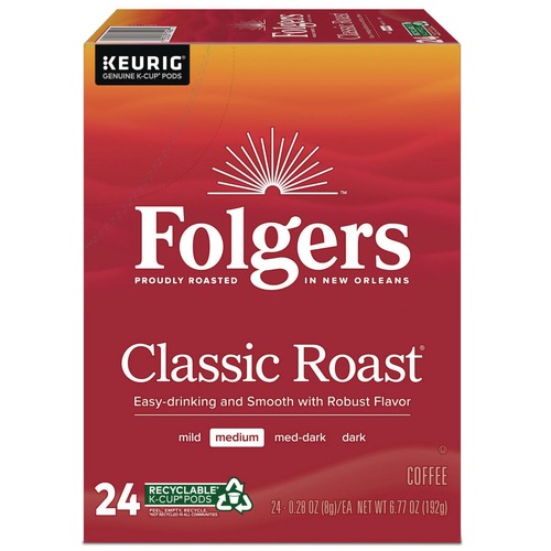 Coffee - Caffeinated | Folgers 5000368730 Gourmet Selections Classic Roast Coffee K-Cups (24/Box) image number 0