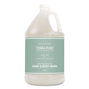 Diversified Hospitality Solutions 002294EA Terra Pure 1-Gallon Bottle Body Wash - Green Tea and Lemongrass Scent