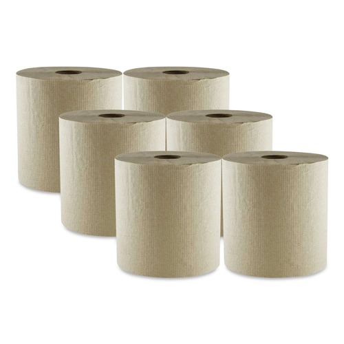 Perforated Roll & Hand Towels | Boardwalk 6700R 8 in. x 700 ft. 1-Ply Hardwound Towel - Kraft (6/Carton) image number 0