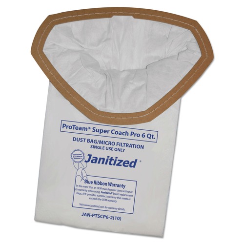 Vacuum Accessories | Janitized JAN-PTSCP6-2(10) Vacuum Filter Bags Designed to Fit ProTeam Super Coach Pro 6/GoFree Pro (100/Carton) image number 0