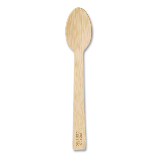 Disposable Spoons | World Centric SP-BB-67 6.7 in. Bamboo Cutlery Spoon - Natural (2000/Carton) image number 0
