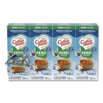 Coffee-Mate 12183747 0.38 oz Mini Cups Liquid Coffee Creamer - Zero Sugar French Vanilla (200/Carton)