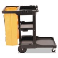 Perforated Roll & Hand Towels | Rubbermaid Commercial FG617388BLA 20 in. x 45 in. x 38.25 in. 4 Shelves 1 Bin Plastic Multi-Shelf Cleaning Cart - Black image number 0