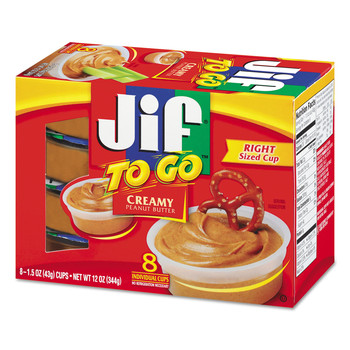 Jif To Go 5150024136 1.5 oz. Cup Spreads Creamy Peanut Butter (8/Box)