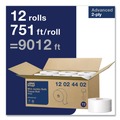 Toilet Tissues | Tork 12024402 Advanced 3.48 in. x 751 ft. 2-Ply Septic Safe Mini-Jumbo Roll Bath Tissue - White (12/Carton) image number 2