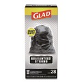 Drawstring & Kitchen Bags | Glad 78966 30 in. x 33 in. 1.05 mil 30 Gallon Three-Ply Drawstring Trash Bags - Black/Large (28/Box) image number 0