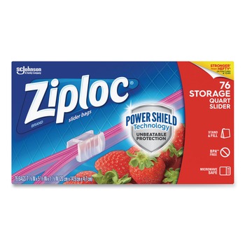 Ziploc 316490 5.88 in. x 1.88 in. x 7.88 in. Quart Slider Storage Bags - Clear (9/Carton)