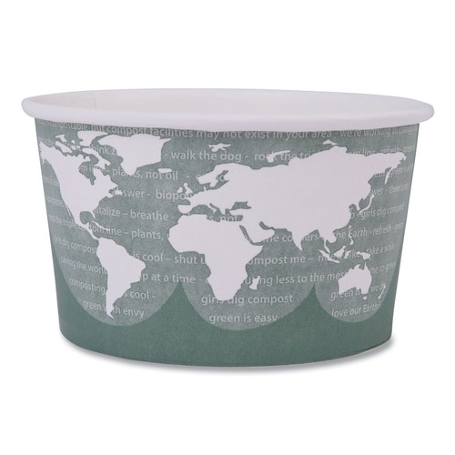 Food Containers & Lids | Eco-Products EP-BSC12-WA 4.05 in. x 2.5 in. 12 oz. World Art Renewable and Compostable Paper Food Container - Green (500/Carton) image number 0