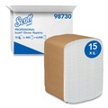 Dinner Napkins | Scott 98730 12 in. x 17 in. 1-Ply Full-Fold Dispenser Napkins - White (6000/Carton) image number 1