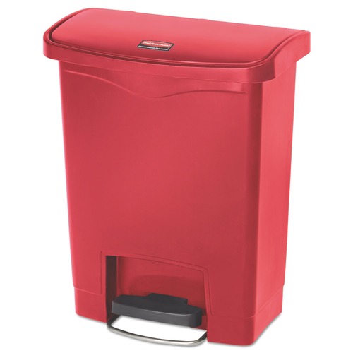 Indoor Waste Receptacles | Rubbermaid Commercial 1883564 Streamline 8-Gallon Front Step Style Resin Step-On Container - Red image number 0