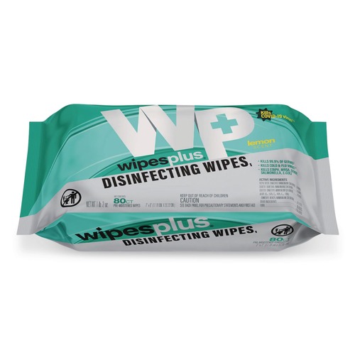 Cleaning Cloths & Wipes | Carlisle 37701 WipesPlus 7 in. x 8 in. 1-Ply Disinfecting Surface Wipes - Lemon/White image number 0